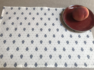 French coated placemats with provencal blue and white designs